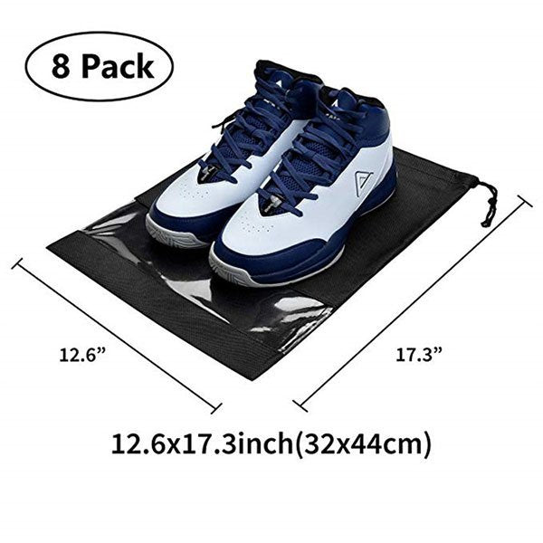 旅行用透明窗口不織布束口鞋袋