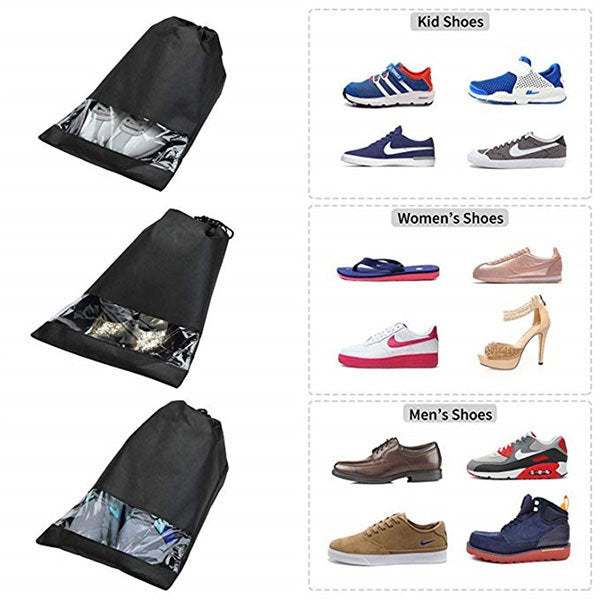 旅行用透明窗口不織布束口鞋袋