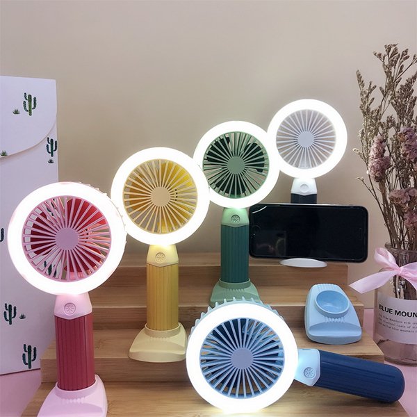 USB迷你電扇附手機支架小夜燈