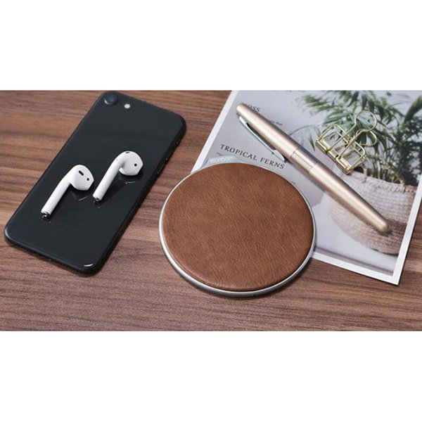 手機無線充電器-圓形PU材質