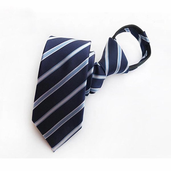 斜條紋丈青色寬版領帶-滌綸材質