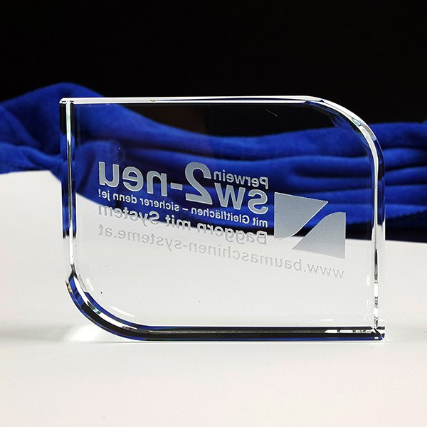 流線設計水晶紙鎮-雷雕印刷