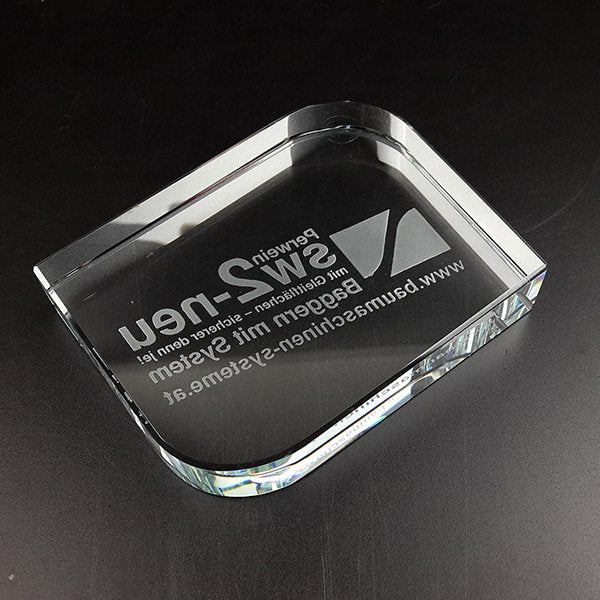 流線設計水晶紙鎮-雷雕印刷