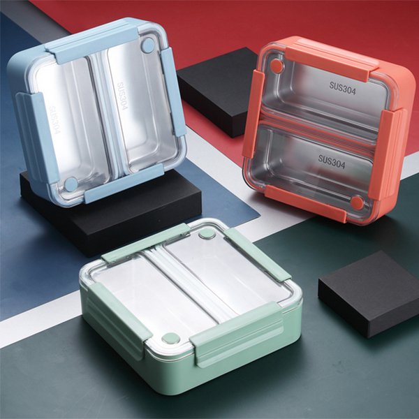 左右雙層304不銹鋼餐盒