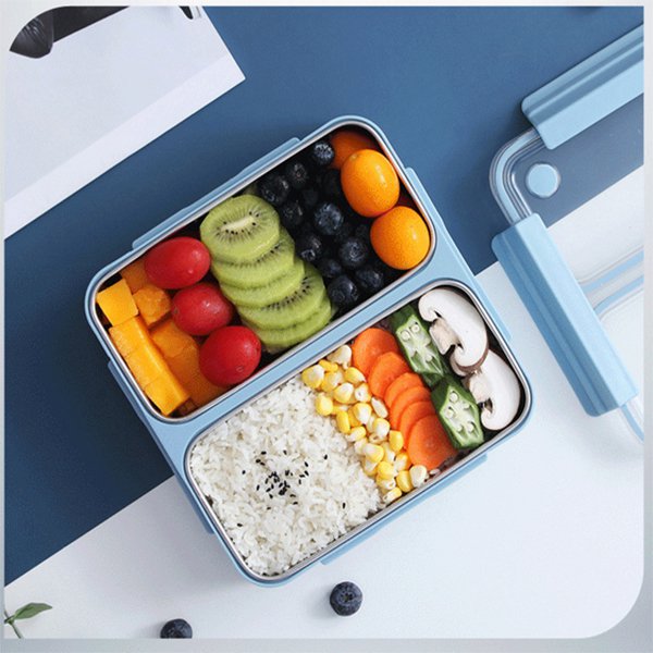 左右雙層304不銹鋼餐盒