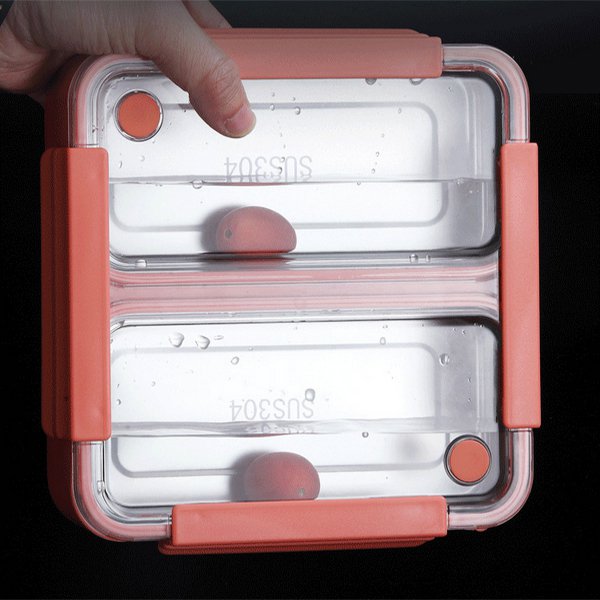 左右雙層304不銹鋼餐盒