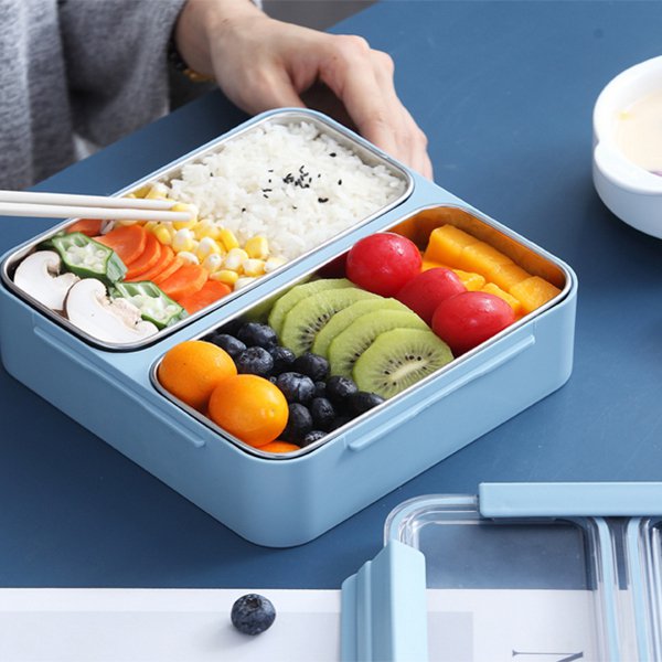 左右雙層304不銹鋼餐盒