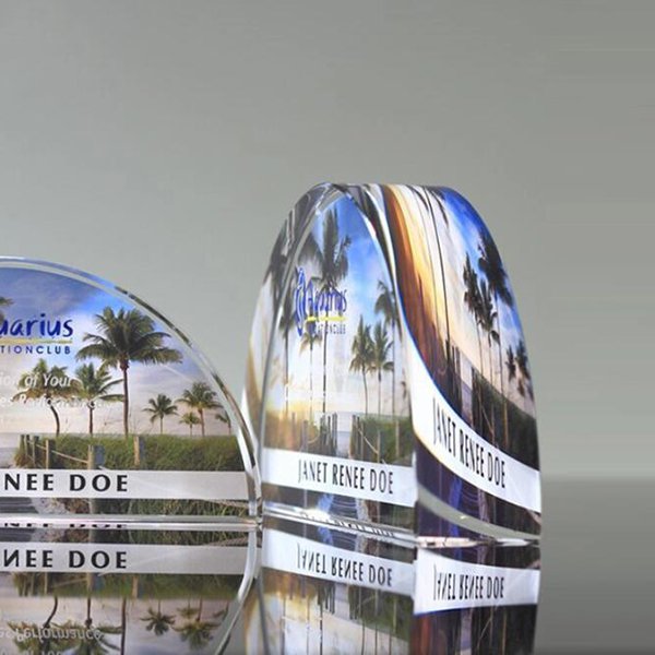 半圓形壓克力紙鎮-彩色印刷