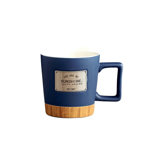 460ml復古木紋方形手把馬克杯