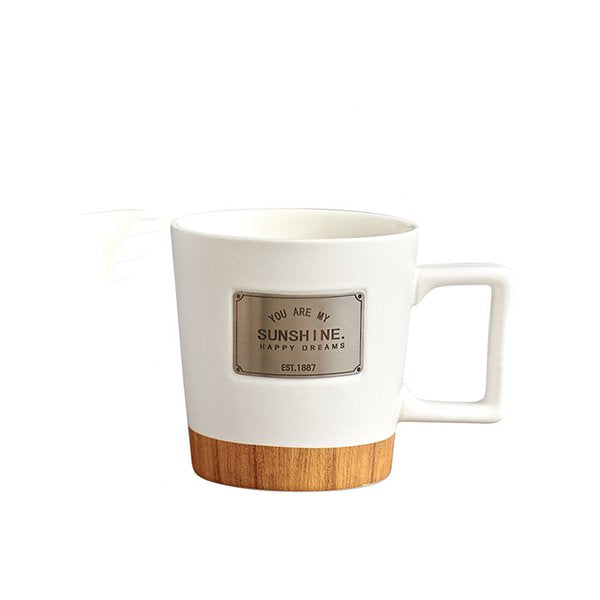 460ml復古木紋方形手把馬克杯