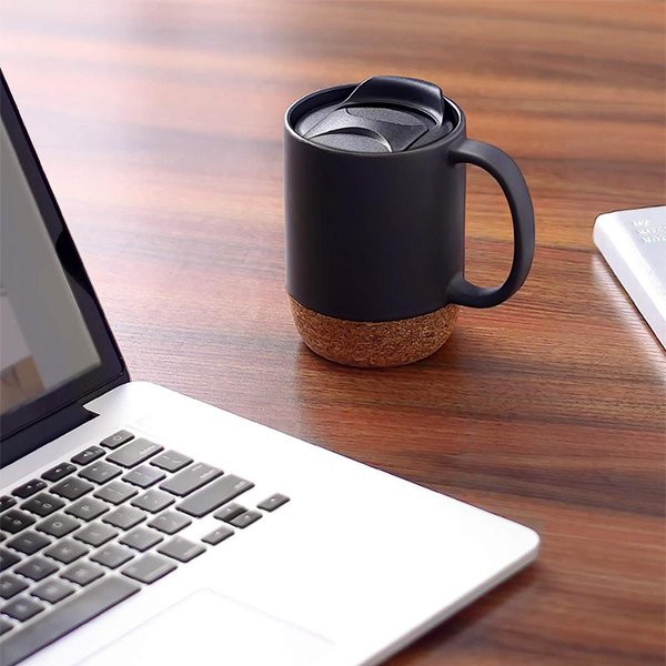 400ml啞光軟木隔熱馬克杯-附杯蓋
