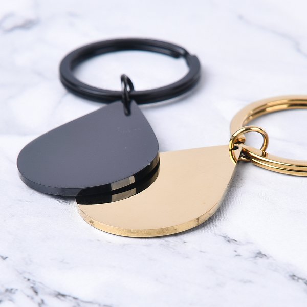 金屬水滴狀電鍍不銹鋼鑰匙圈