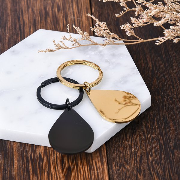 金屬水滴狀電鍍不銹鋼鑰匙圈