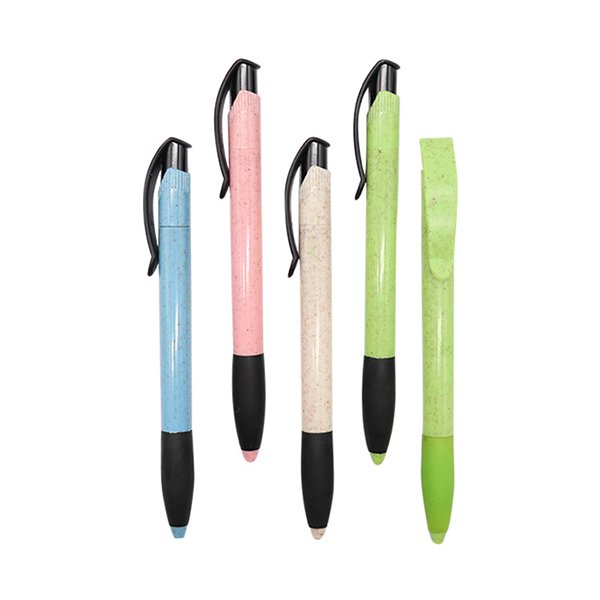 按壓式小麥橡膠握把單色筆
