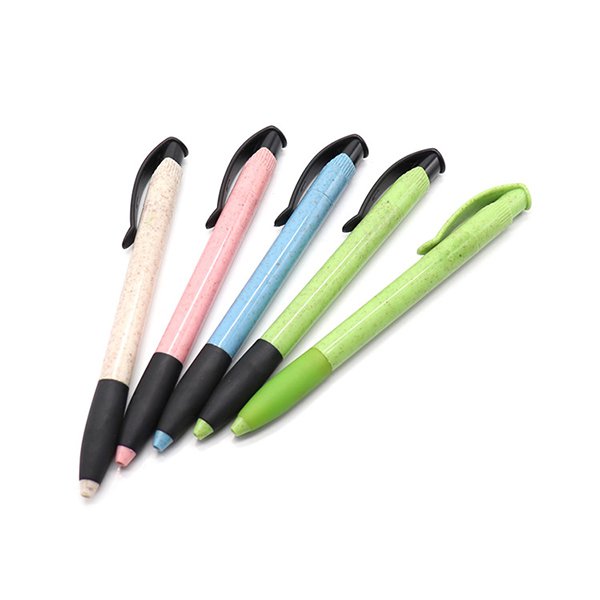 按壓式小麥橡膠握把單色筆