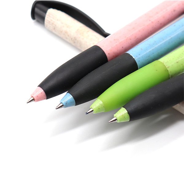 按壓式小麥橡膠握把單色筆