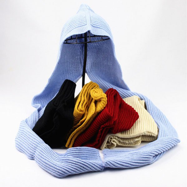 純色冬季Acrylic連帽圍巾-電繡LOGO