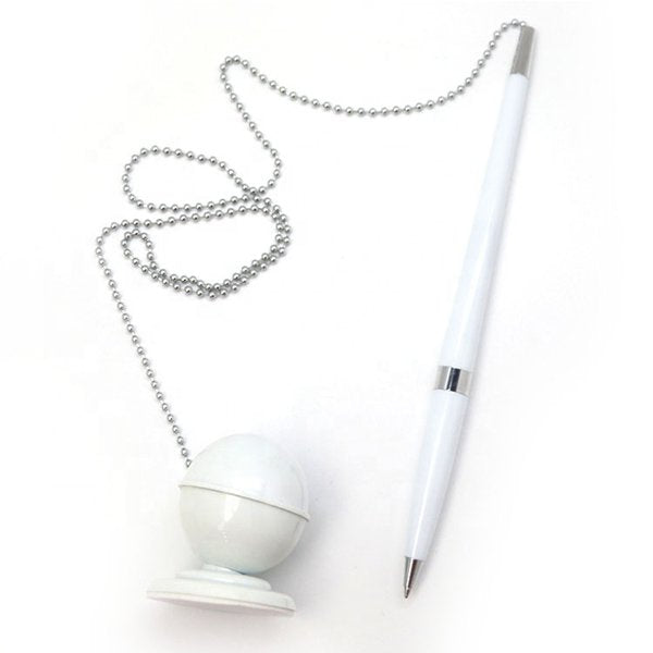 球型底座珠鍊塑膠櫃檯筆