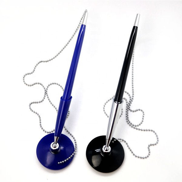 圓形底座珠鍊塑膠櫃檯筆