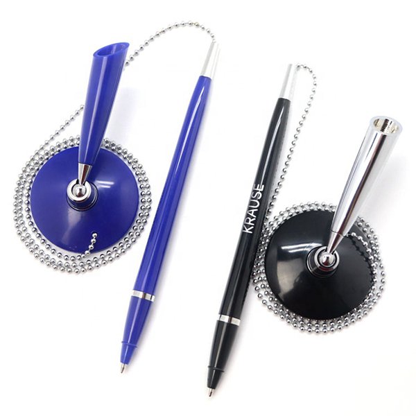 圓形底座珠鍊塑膠櫃檯筆