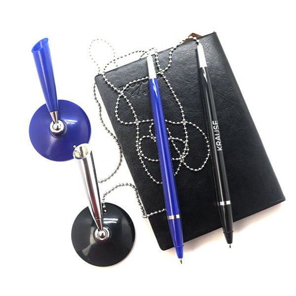 圓形底座珠鍊塑膠櫃檯筆