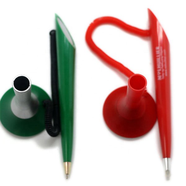 圓形底座彈簧塑膠櫃檯筆