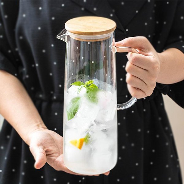 1500ml木蓋玻璃冷飲壺