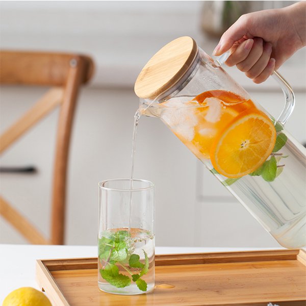 1500ml木蓋玻璃冷飲壺