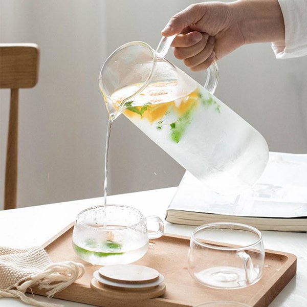 1500ml木蓋玻璃冷飲壺