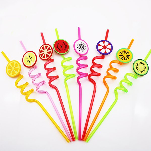水果造型螺旋塑膠吸管-4件組