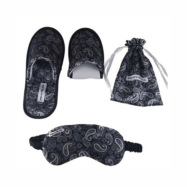 緞面布眼罩拖鞋旅行組-2入組
