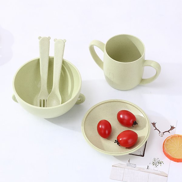 5入組小麥秸稈杯碗餐盒組