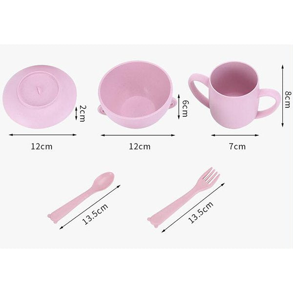 5入組小麥秸稈杯碗餐盒組