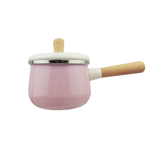 長木柄搪瓷牛奶鍋-附鍋蓋