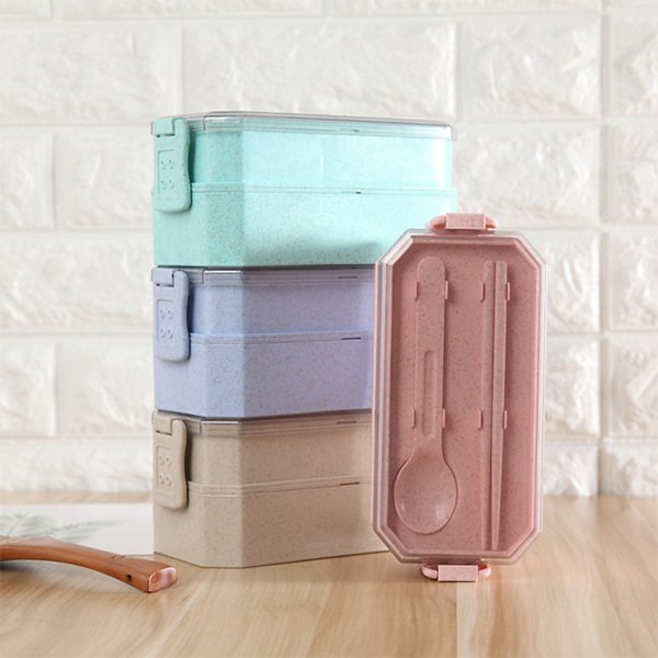 雙層3格小麥秸稈餐盒