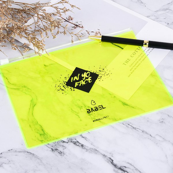 PVC透明螢光拉鍊文件袋