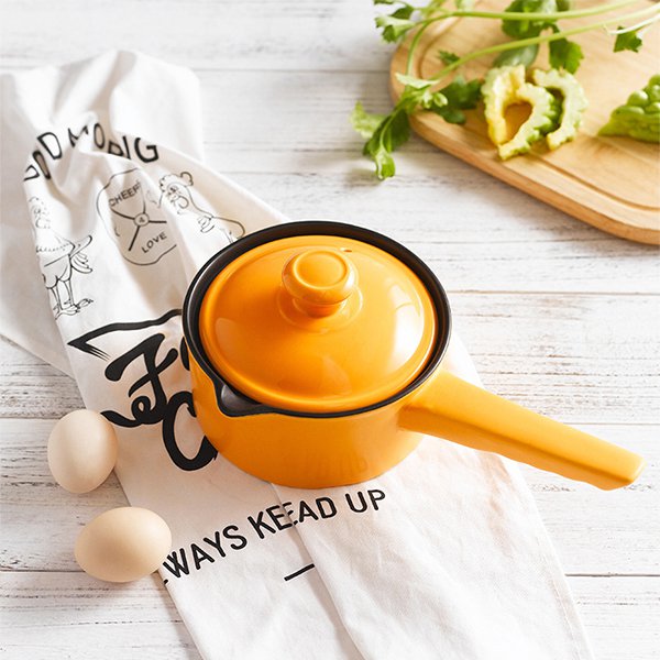 1L長手柄不粘鍋-搪瓷牛奶鍋