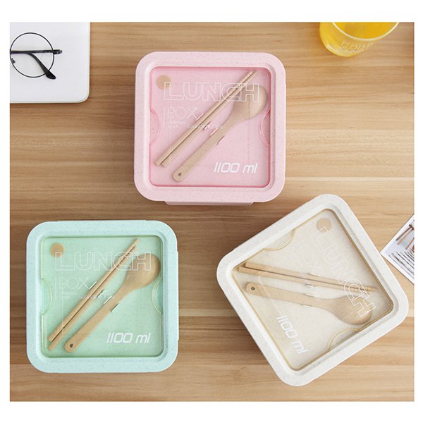 方形雙層2格小麥秸稈餐盒