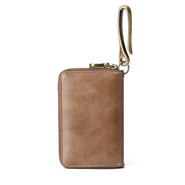 真皮拉鍊式鑰匙收納扣皮夾