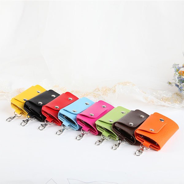 PU皮革多色子母扣式鑰匙包