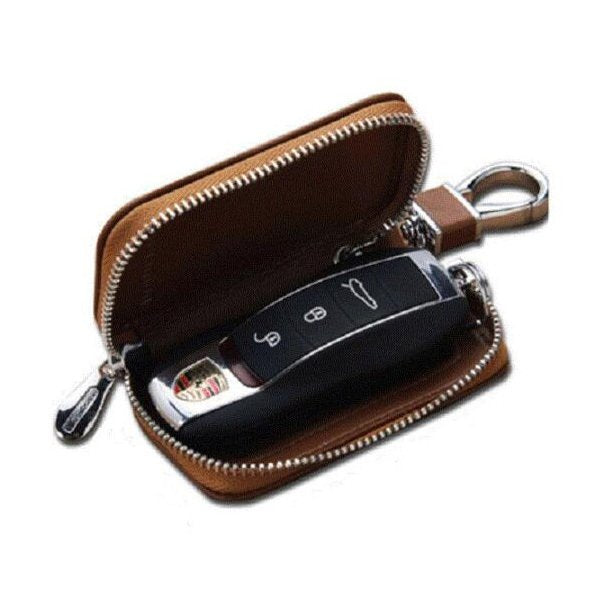 真皮拉鍊式式汽車遙扣鑰匙包