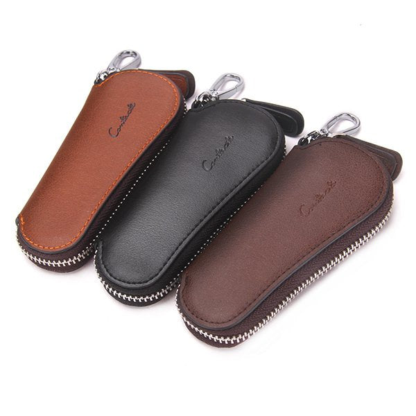 真皮男士時尚拉鍊式鑰匙包