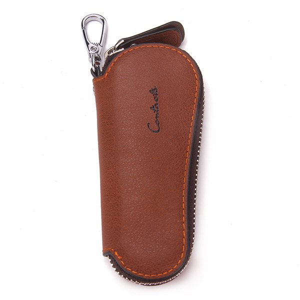 真皮男士時尚拉鍊式鑰匙包