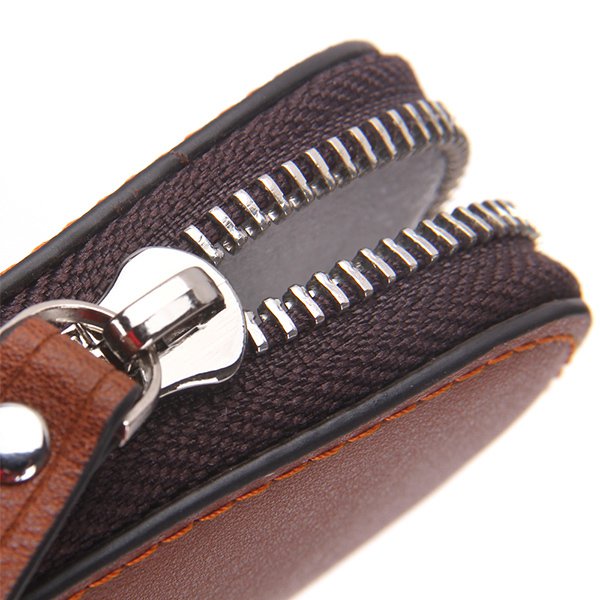 真皮男士時尚拉鍊式鑰匙包
