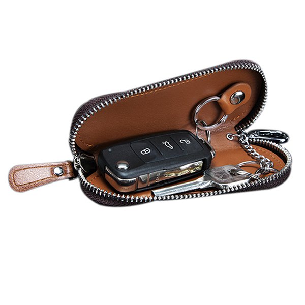 真皮男士時尚拉鍊式鑰匙包