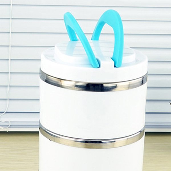 雙層圓形防漏附提把餐盒