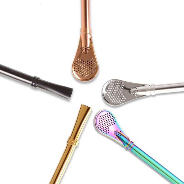 不銹鋼扁口濾茶器吸管