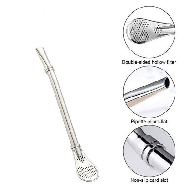 不銹鋼扁口濾茶器吸管