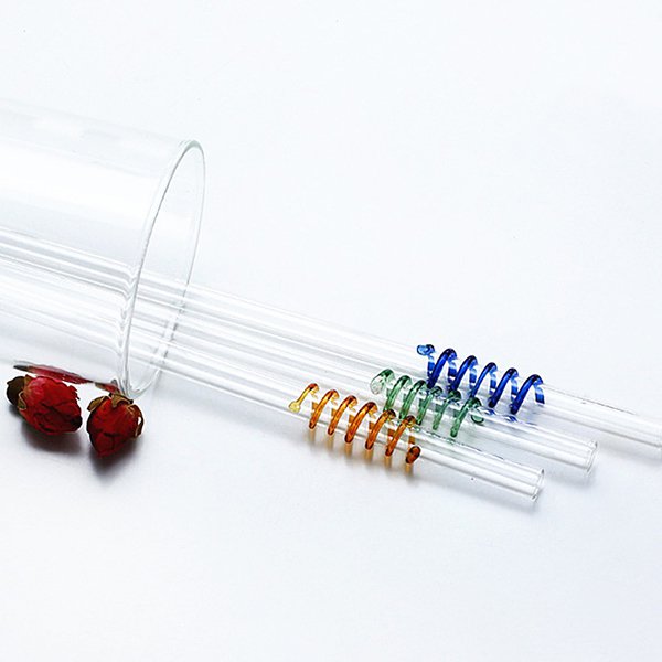 彩色螺旋創意玻璃吸管