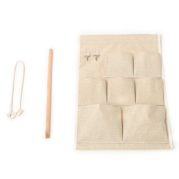 棉麻7口袋壁掛收納袋